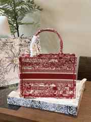 Uubags Dior Book Tote Bag Red Toile De Jouy Embroidery 36cm - 4