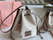 Uubags Miu Miu Beige/brandy Canvas And Leather Bucket Bag 23x15cm - 6