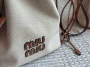 Uubags Miu Miu Beige/brandy Canvas And Leather Bucket Bag 23x15cm - 2