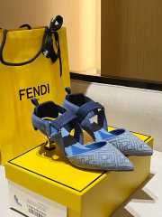 Uubags Fendi Colibri Blue denim high-heeled slingbacks 5.5cm - 1