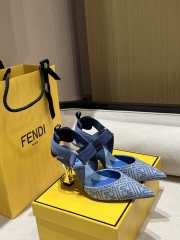 Uubags Fendi Colibri Blue denim high-heeled slingbacks 8.5cm - 1