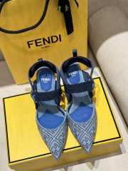 Uubags Fendi Colibri Blue denim high-heeled slingbacks 8.5cm - 3