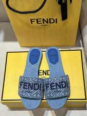 Uubags Fendi Signature Blue Denim Slides 1cm - 2