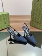 Uubags Gucci Demi Crystal GG Denim Slingback Pump 7.5cm - 1