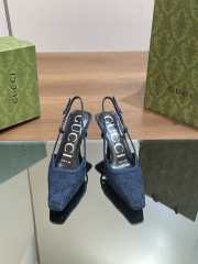 Uubags Gucci Demi Crystal GG Denim Slingback Pump 7.5cm - 2