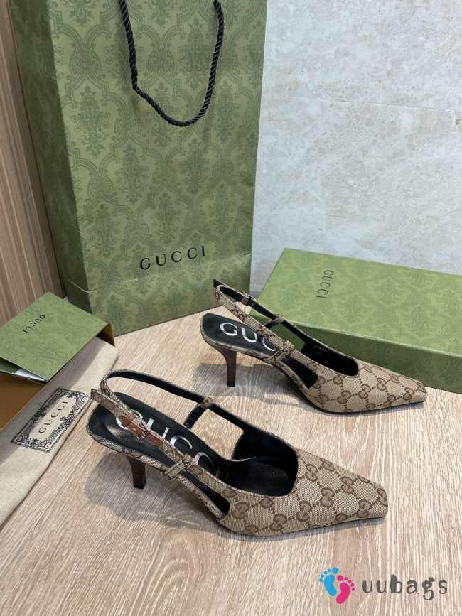 Uubags Gucci GG slingback pumps in beige 7.5cm - 1