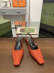 Uubags Gucci Demi Crystal GG Orange Slingback Pump 3.5cm - 2