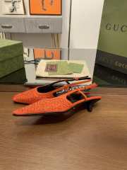 Uubags Gucci Demi Crystal GG Orange Slingback Pump 3.5cm - 5