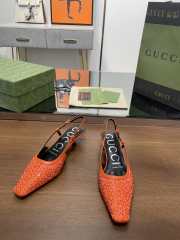 Uubags Gucci Demi Crystal GG Orange Slingback Pump 3.5cm - 6