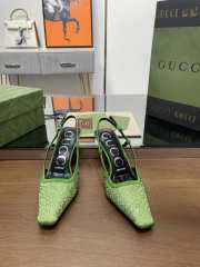 Uubags Gucci Demi Crystal GG Green Slingback Pump 7.5cm - 5