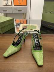 Uubags Gucci Demi Crystal GG Green Slingback Pump 7.5cm - 4