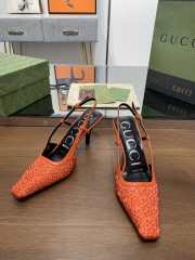 Uubags Gucci Demi Crystal GG Orange Slingback Pump 7.5cm - 6