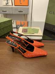 Uubags Gucci Demi Crystal GG Orange Slingback Pump 7.5cm - 4