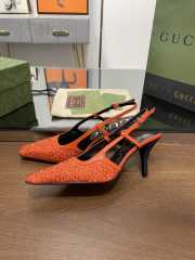 Uubags Gucci Demi Crystal GG Orange Slingback Pump 7.5cm - 3