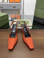 Uubags Gucci Demi Crystal GG Orange Slingback Pump 7.5cm - 2