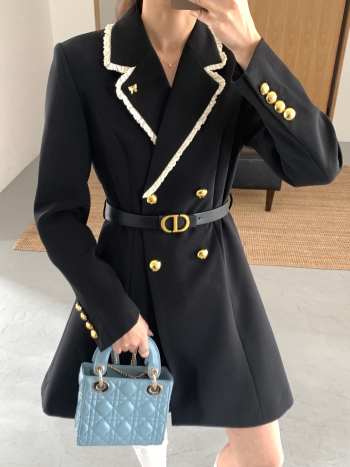 Uubags Dior vest collar dress with belt