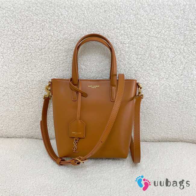 Uubags YSL mini Toy Shopping tote bag in brown 18x17x8cm - 1