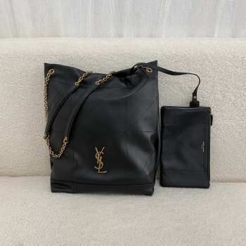 Uubags YSL Jamie pochon in black lambskin leather bag 38x33x2cm