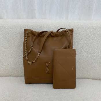 Uubags YSL Jamie pochon in brown lambskin leather bag 38x33x2cm