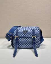 Uubags Prada Messenger bag in blue fabric-printed nylon with saffiano leather 25x19.5x11cm - 1