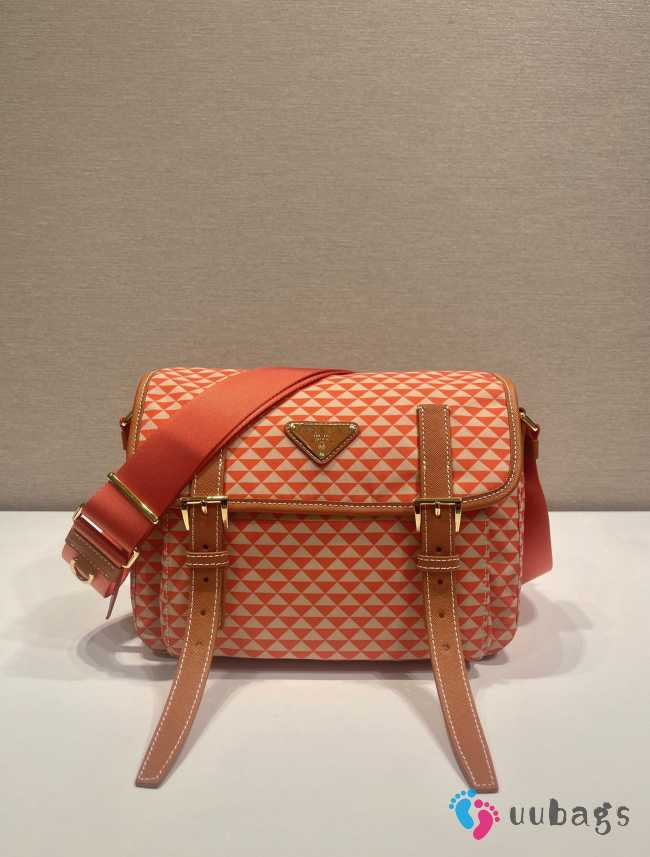 Uubags Prada Messenger bag in orange fabric-printed nylon with saffiano leather 25x19.5x11cm - 1