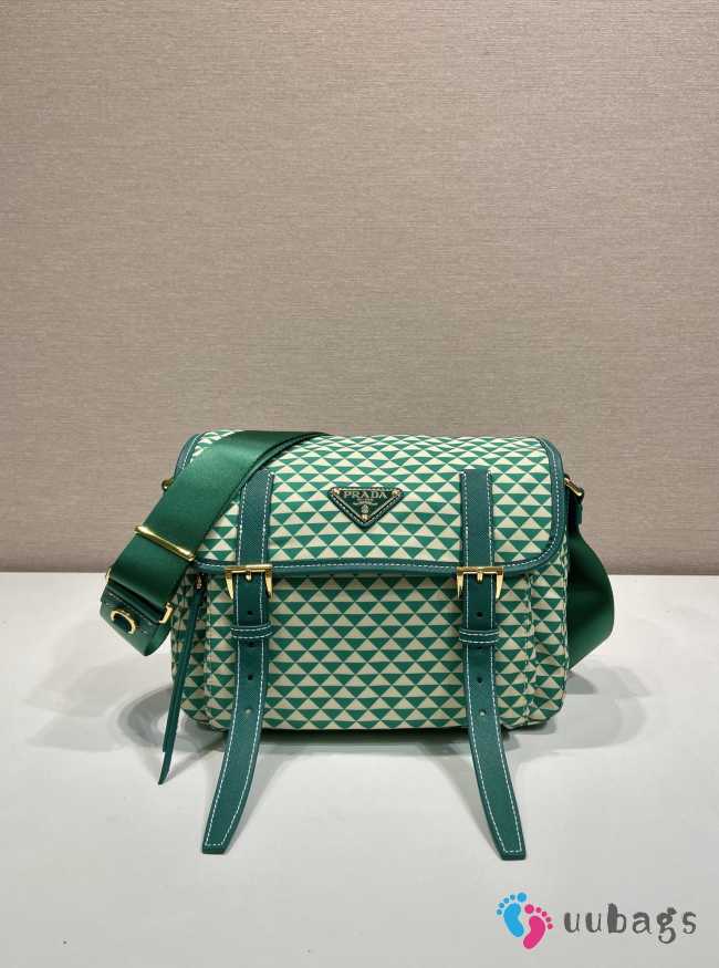 Uubags Prada Messenger bag in green fabric-printed nylon with saffiano leather 25x19.5x11cm - 1