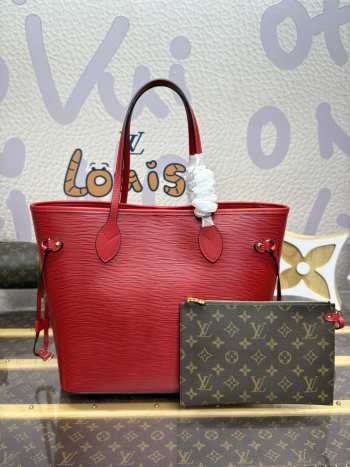 Uubags Louis Vuitton M12755 Neverfull MM Bag In Red 31x28x14cm