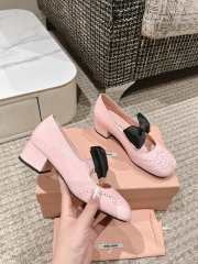 Uubags Miu Miu patent leather pumps with bow in pink 4cm - 2