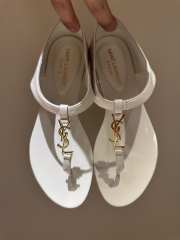 Uubags YSL Cassandre Sandals In White Smooth Leather - 1