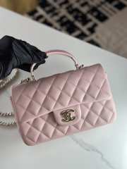 Uubags | Chanel mini light pink flap bag lambskin leather with top handle 20x6x13cm - 1