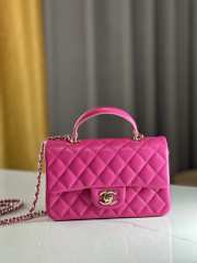 Uubags | Chanel mini pink flap bag lambskin leather with top handle 20x6x13cm - 1