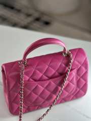 Uubags | Chanel mini pink flap bag lambskin leather with top handle 20x6x13cm - 5