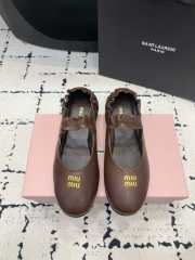Uubags Miu Miu Ruches nappa leather ballerina flats in brown - 1