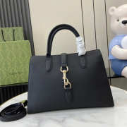 Uubags Gucci medium tote bag with hook closure black soft grainy leather 31x22.5x10cm  - 5