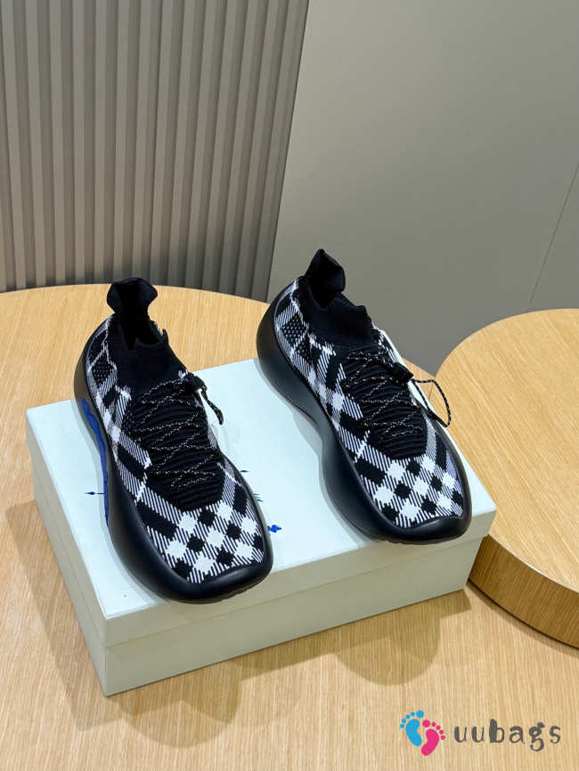 Uubags Burberry Check Knit Neptune Sneakers In Eclipse - 1