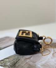 Uubags Fendi Mamma Baguette nano black leather miniature bag 8x3x11cm - 2