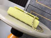 Uubags Chanel Logo and Pearl Top Handle Phone Holder with Chain Yellow Quilted Lambskin 18x10x4.5cm - 6