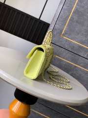 Uubags Chanel Logo and Pearl Top Handle Phone Holder with Chain Yellow Quilted Lambskin 18x10x4.5cm - 3