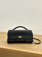 Uubags Balenciaga Bel Air small clutch on strap in black smooth calfskin, aged-gold hardware - 3