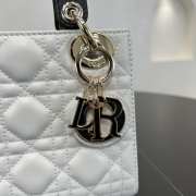 Uubags Mini Lady Dior Bag Powder White Cannage Lambskin With Black Handle 17x15x7cm - 3