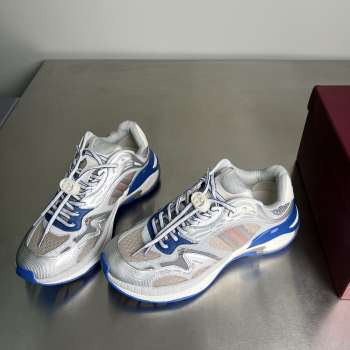 Uubags men's Gucci 2.0 sneaker in grey and blue mesh and leather