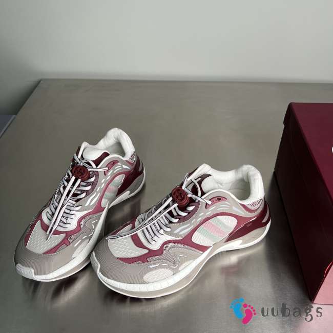 Uubags men's Gucci 2.0 trainer in grey and rosso ancora red mesh and leather - 1