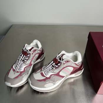 Uubags men's Gucci 2.0 trainer in grey and rosso ancora red mesh and leather