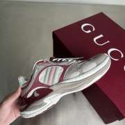 Uubags men's Gucci 2.0 trainer in grey and rosso ancora red mesh and leather - 4