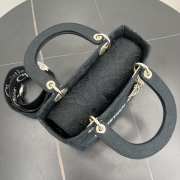 Uubags Dior Black D-Lace Embroidery Medium Lady D-Lite Bag 24x20x11cm - 4