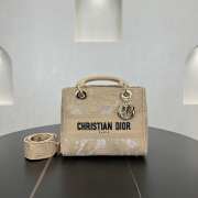 Uubags Dior Beige D-Lace Embroidery Medium Lady D-Lite Bag 24x20x11cm - 1
