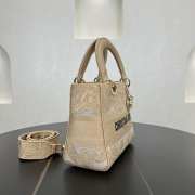 Uubags Dior Beige D-Lace Embroidery Medium Lady D-Lite Bag 24x20x11cm - 6
