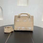 Uubags Dior Beige D-Lace Embroidery Medium Lady D-Lite Bag 24x20x11cm - 5