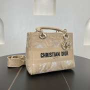 Uubags Dior Beige D-Lace Embroidery Medium Lady D-Lite Bag 24x20x11cm - 4