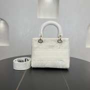 Uubags Dior White D-Lace Embroidery Medium Lady D-Lite Bag 24x20x11cm - 6